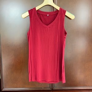 Red v neck tank